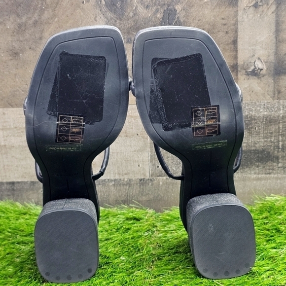 New Dolce Vita Block Heel Sandals Strappy Slide Black Glitter 8.5 - Picture 9 of 9